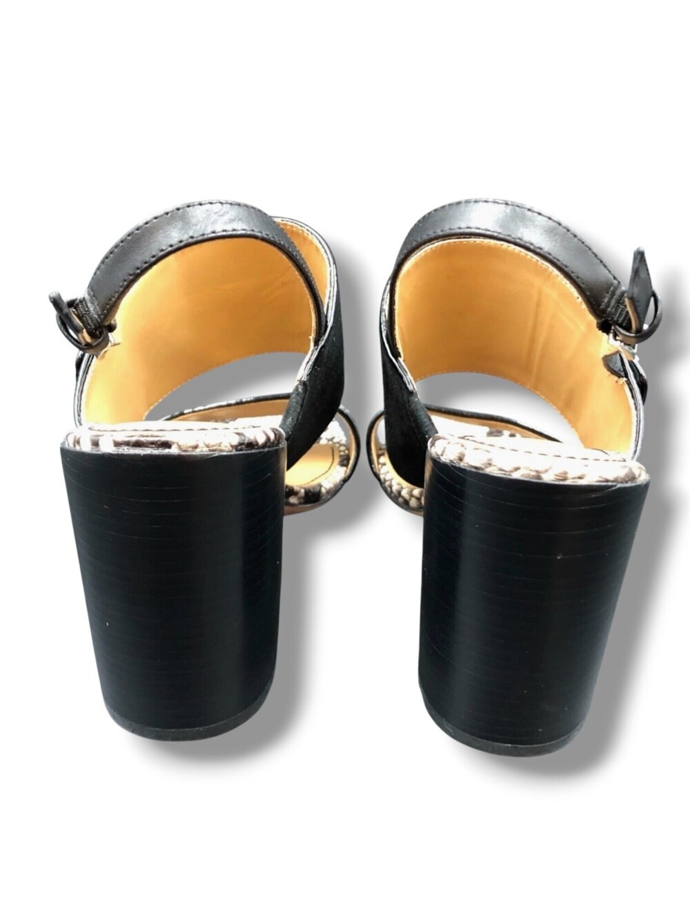 Tory Burch Kira Women’s 7 Black Suede Snake Embossed Block Heel Sandals - Picture 7 of 10